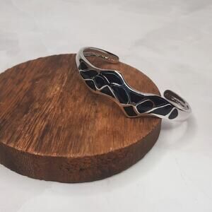 Silver & Black Geometric Cuff Bracelet
